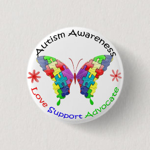 Autism Awareness Butterfly 3 Cm Round Badge