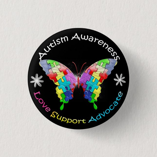 Autism Awareness Butterfly 3 Cm Round Badge (Front)
