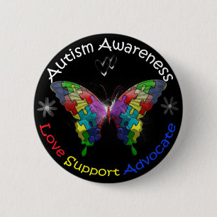 Autism Awareness Butterfly 6 Cm Round Badge