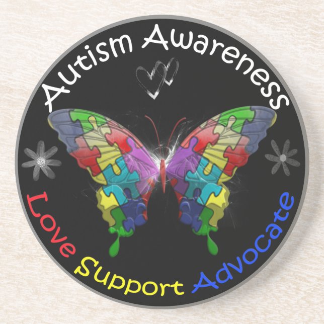 Autism Awareness Butterfly Coaster (Front)