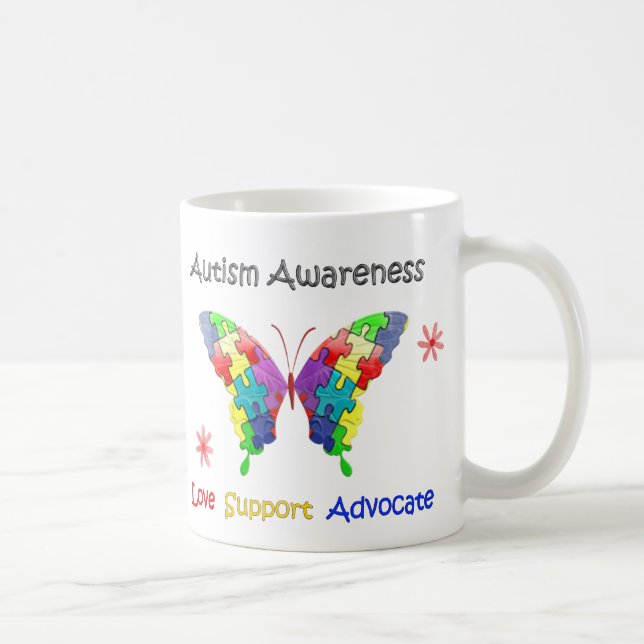 Autism Awareness Butterfly Coffee Mug (Right)