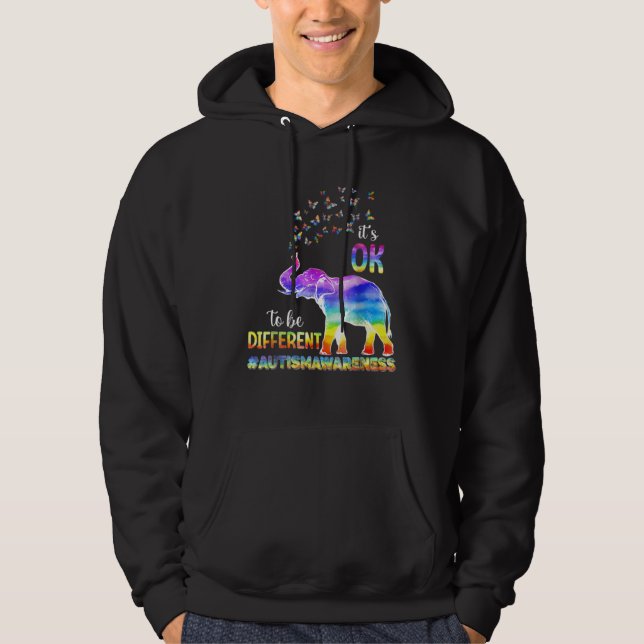 Autism Awareness Butterfly Elephant It s Ok To Be  Hoodie (Front)