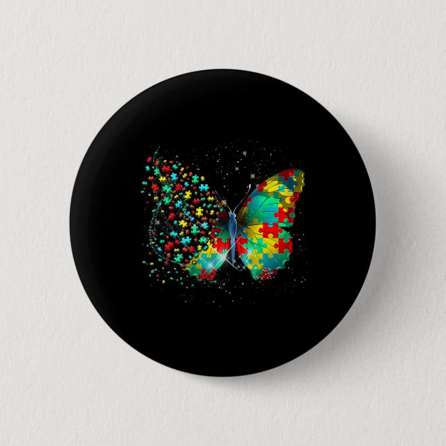Autism Awareness Butterfly Peace Lover Gift Men Wo 6 Cm Round Badge (Front)