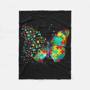 Autism Awareness Butterfly Peace Lover Gift Men Wo Fleece Blanket