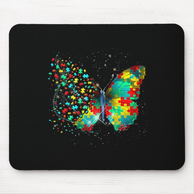 Autism Awareness Butterfly Peace Lover Gift Men Wo Mouse Pad (Front)