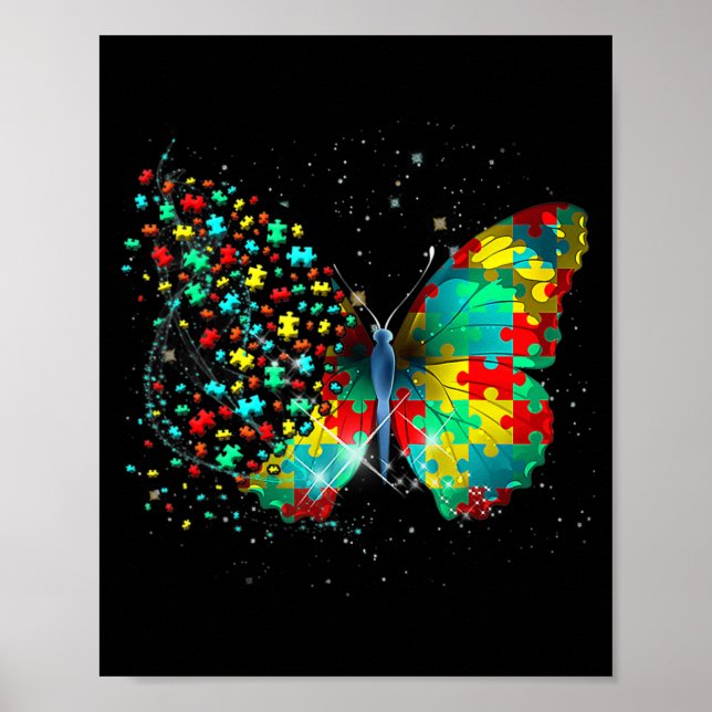 Autism Awareness Butterfly Peace Lover Gift Men Wo Poster (Front)