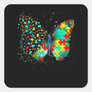 Autism Awareness Butterfly Peace Lover Gift Men Wo Square Sticker
