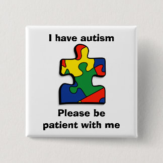 Autism Awareness Button. Autism. Autism Button. 15 Cm Square Badge