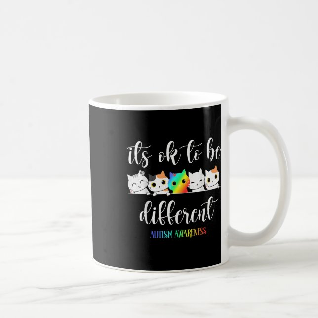 Autism Awareness Cat Its Ok To Be Different Funny  Coffee Mug (Right)