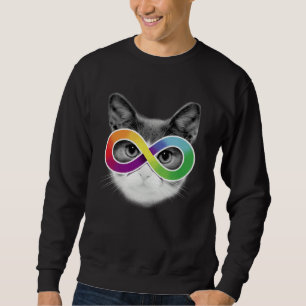 Autism Awareness Cat Wearing Infinity Symbol Glass Sweatshirt