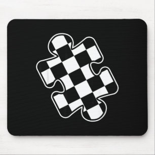 Autism Awareness Checkered Puzzle Piece Race Car G Mouse Pad