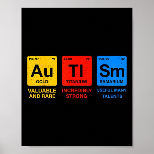 Autism Awareness Chemistry Elements Periodic Table Poster (Front)