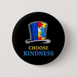 Autism Awareness Choose Kindness Puzzle Hat 6 Cm Round Badge