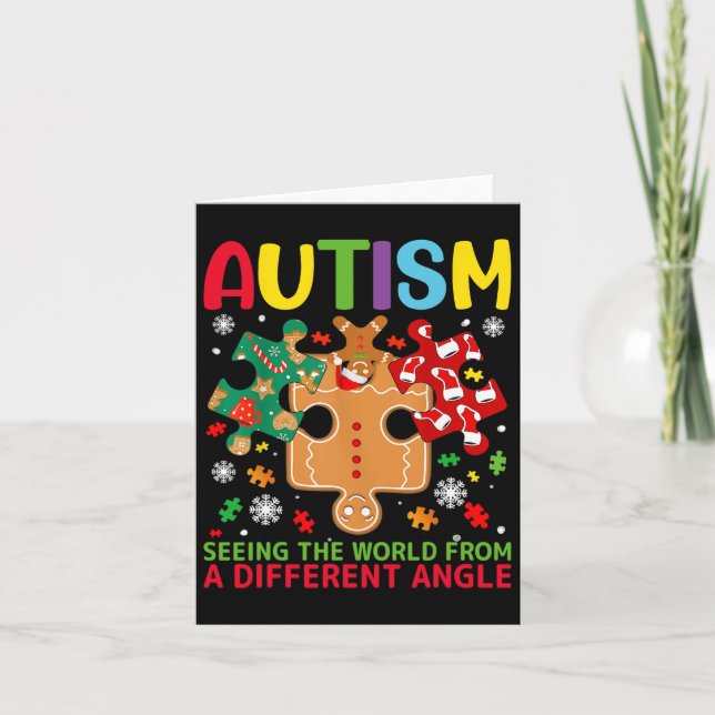 Autism Awareness Christmas Autistic Xmas Day Pajam Card (Front)