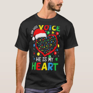Autism Awareness Christmas Im His Voice Proud Auti T-Shirt