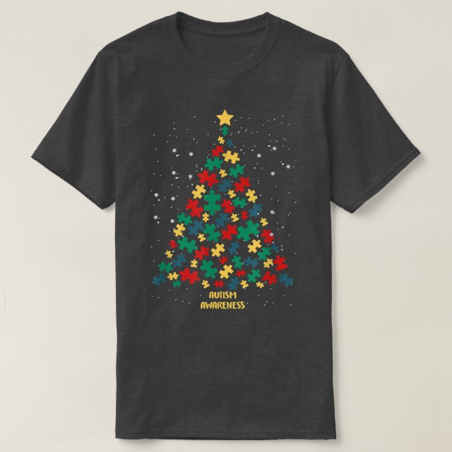 Autism Awareness Christmas Tree Autism Christmas C T-Shirt (Design Front)