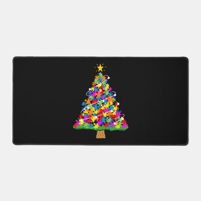 Autism Awareness Christmas Tree Desk Mat (Front)