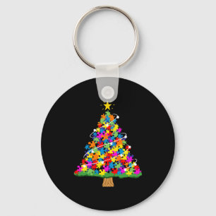 Autism Awareness Christmas Tree Key Ring