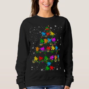 Autism Awareness Christmas Tree Pajama Matching Co Sweatshirt