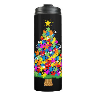 Autism Awareness Christmas Tree Thermal Tumbler