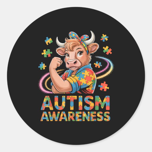 Autism awareness  classic round sticker (Front)