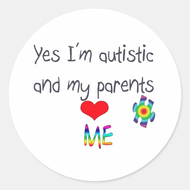 Autism awareness classic round sticker (Front)