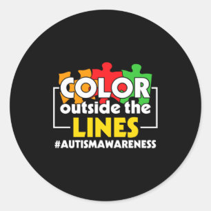 Autism Awareness Color Outside The Lines Support A Classic Round Sticker
