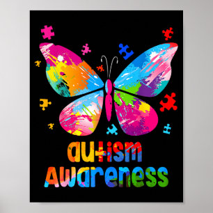 Autism Awareness Colorful Butterfly Puzzle _1 Poster