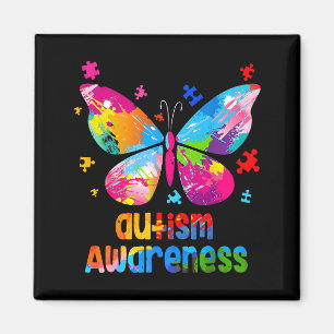 Autism Awareness Colorful Butterfly Puzzle Magnet