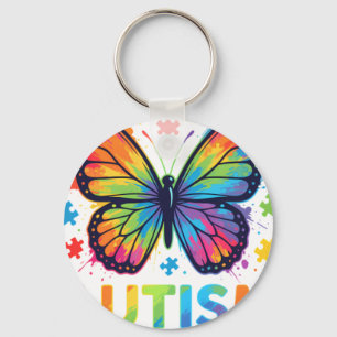 Autism Awareness Colorful Butterfly Puzzle Sweatsh Key Ring