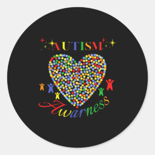 Autism awareness colourful heart graphic  classic round sticker