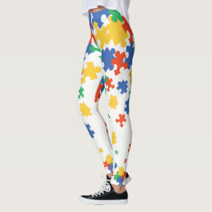 Autism Awareness Colourful Puzzle Pieces Leggings