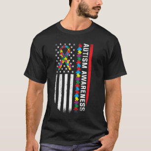Autism Awareness Colourful Puzzle Pieces Ribbon Am T-Shirt