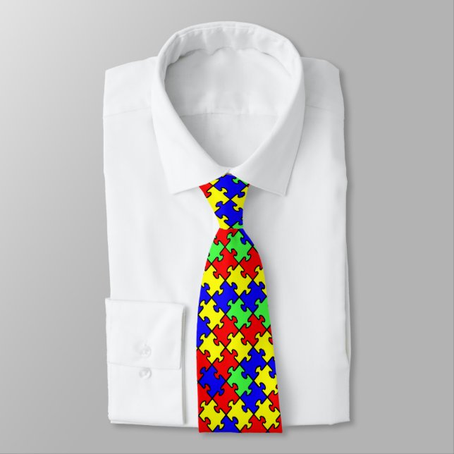 Autism Awareness Colourful Puzzle Tie (Tied)