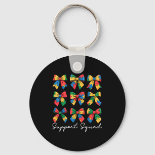 Autism awareness coquette bow autism support squad key ring