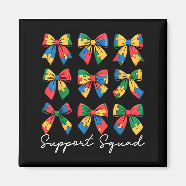 Autism awareness coquette bow autism support squad magnet (Front)