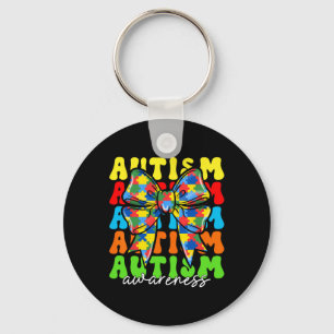 Autism Awareness Coquette Bow Men Women Kids Boys Key Ring