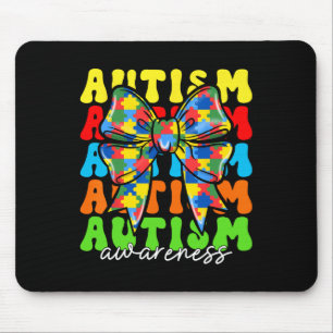 Autism Awareness Coquette Bow Men Women Kids Boys Mouse Pad