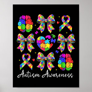 Autism Awareness Coquette Bow Puzzle Bow Ribbon Me Poster