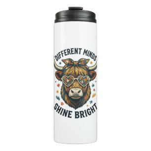 Autism Awareness Cow Vintage Engraving Support Des Thermal Tumbler