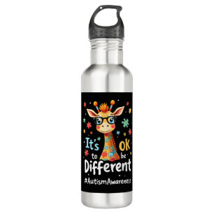 Autism Awareness Cute Giraffe Animal Its Ok To Be 710 Ml Water Bottle
