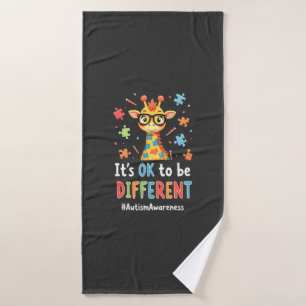 Autism Awareness Cute Giraffe Animal Its Ok To Be Bath Towel