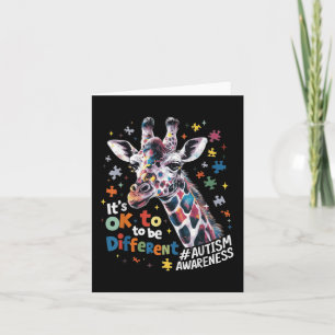 Autism Awareness Cute Giraffe Animal Its Ok To Be Card