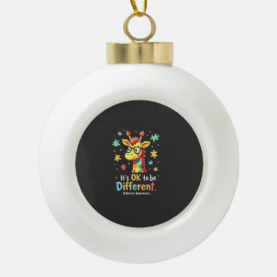 Autism Awareness Cute Giraffe Animal Its Ok To Be  Ceramic Ball Christmas Ornament