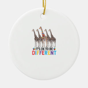 Autism Awareness Cute Giraffe Animal It's Ok To Be Ceramic Ornament