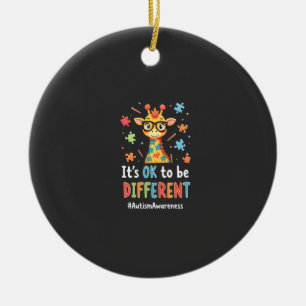 Autism Awareness Cute Giraffe Animal Its Ok To Be  Ceramic Ornament