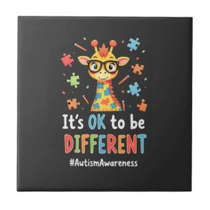 Autism Awareness Cute Giraffe Animal Its Ok To Be Ceramic Tile