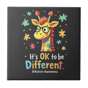 Autism Awareness Cute Giraffe Animal Its Ok To Be Ceramic Tile