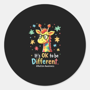 Autism Awareness Cute Giraffe Animal Its Ok To Be  Classic Round Sticker