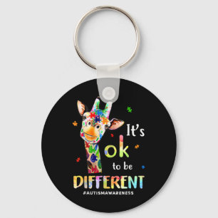 Autism Awareness Cute Giraffe Animal Its Ok To Be  Key Ring